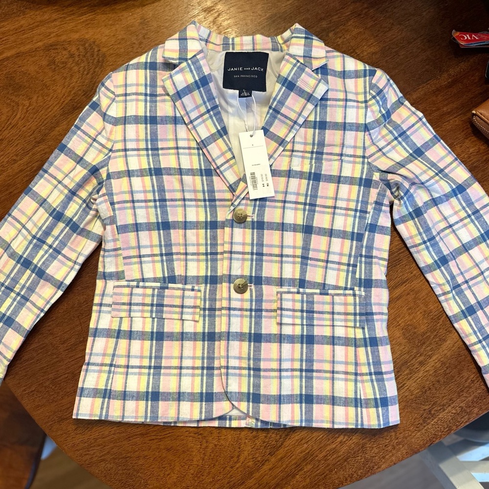 Janie and Jack plaid toddler jacket size 6 New with tags